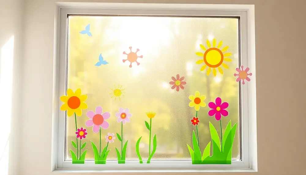 Frühlingshafte Fensterbilder: Bastelideen mit Bastelkleber und Transparentpapier
