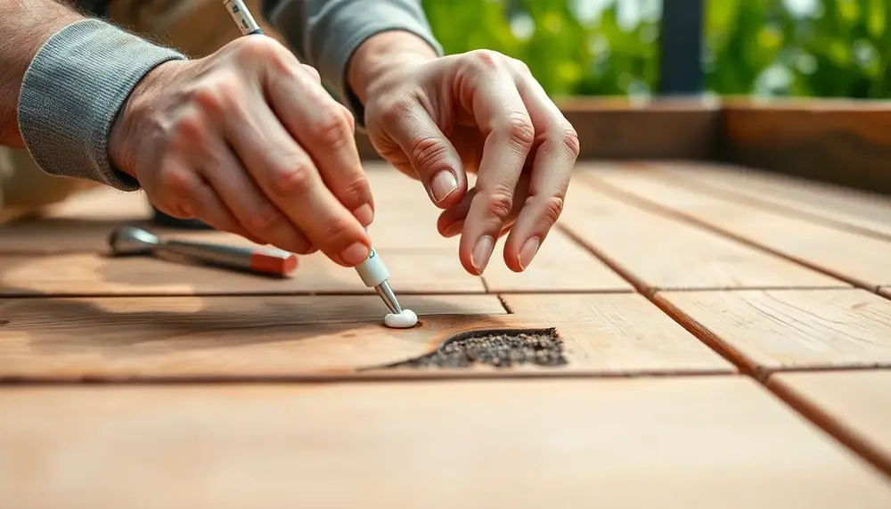 Holzterrassen reparieren: Schadstellen mit 2K-Epoxidharz Knete beheben