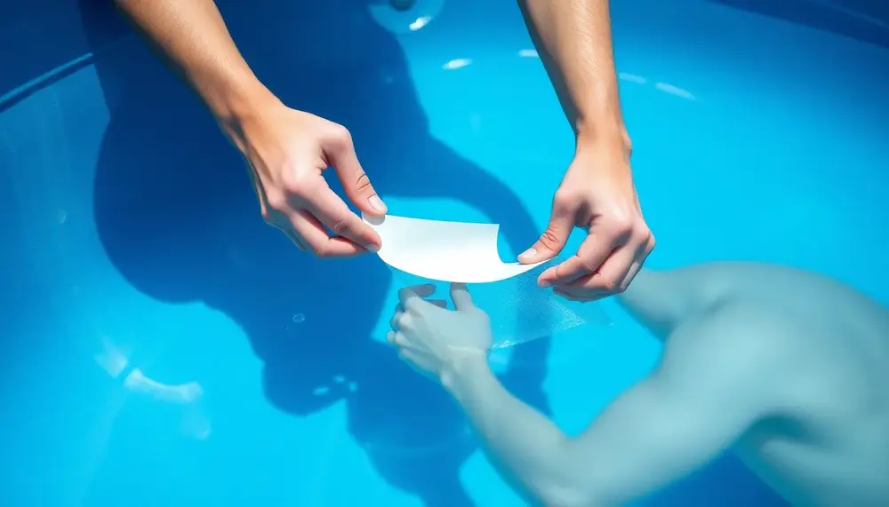 Poolfolie flicken ohne Wasser abzulassen – mit wasserdichtem Reparaturband