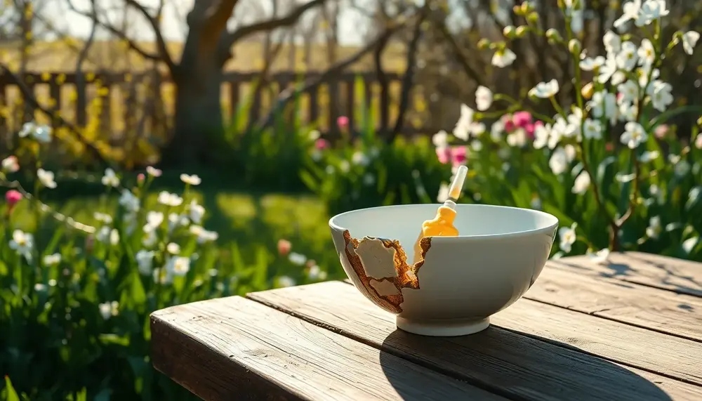 Workshop-Idee: Kintsugi im Garten bei Frühlingssonne